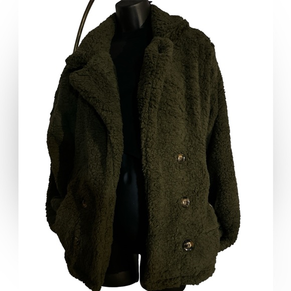 Dark Green Miss Sparkling Sherpa Jacket - Size M - Picture 3 of 7